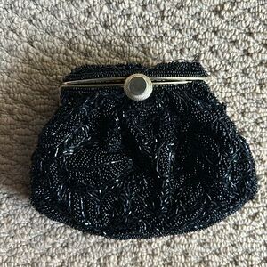 Black & Gold Vintage Beaded Evening Bag